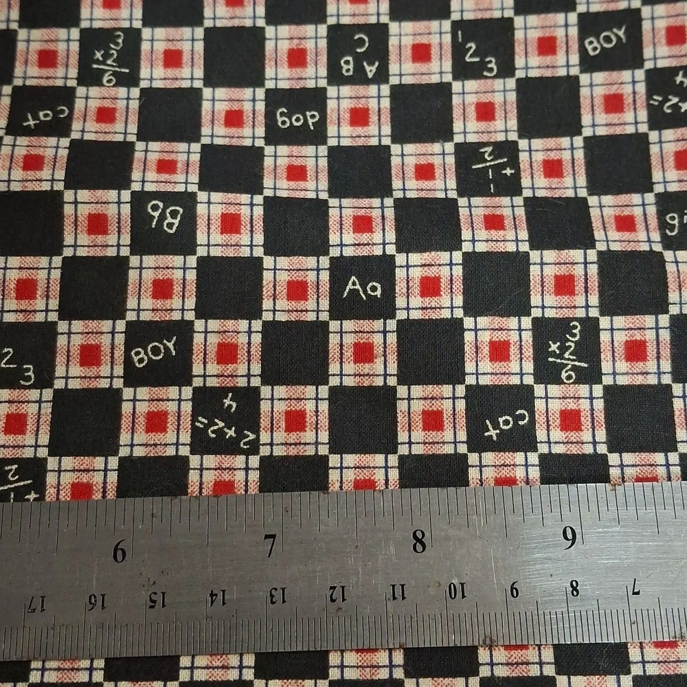 FABRIC #1176 - Cotton - Plaid Chalkboard Classroom Patchwork Teacher 3 pieces